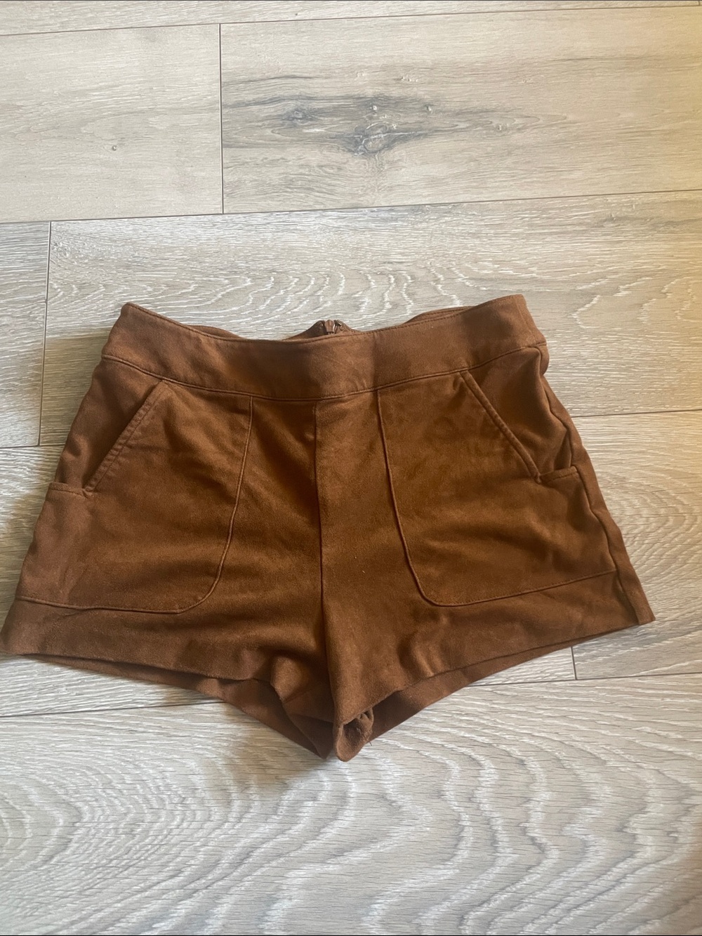 Forever 21 High-Waist Brown Suede-Look Shorts